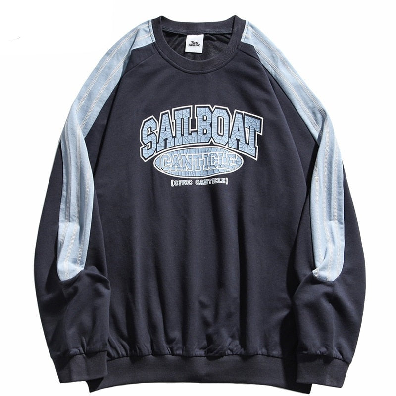 "On The Sail Boat" Graphic Unisex Streetwear Vintage Women Men Y2K Sweatshirt
