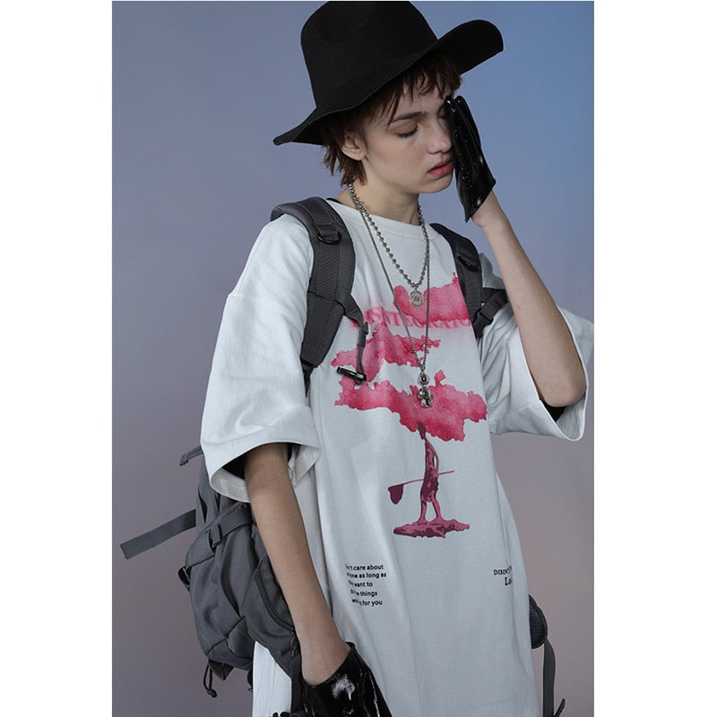 "Red Smoke" Graphic Unisex Streetwear Vintage Women Men Y2K T-Shirt