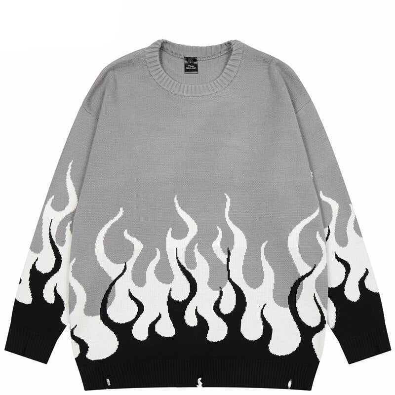 "White Flame" Unisex Men Women Streetwear Graphic Sweater