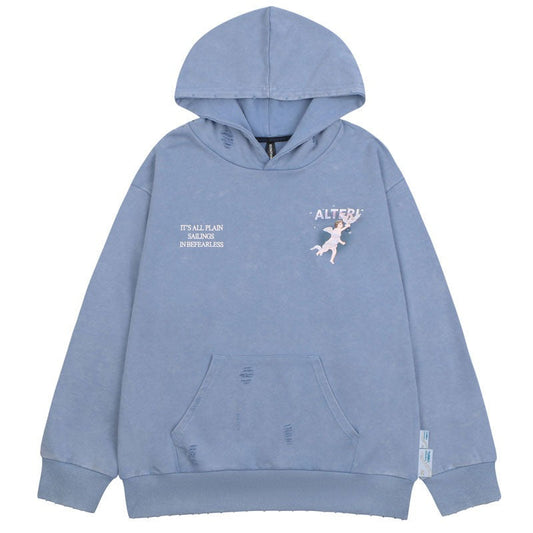 "Running Away" Graphic Unisex Streetwear Vintage Women Men Y2K Hoodie
