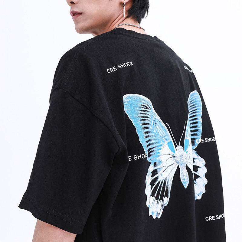"White Butterfly" Graphic Unisex Streetwear Vintage Women Men Y2K T-Shirt