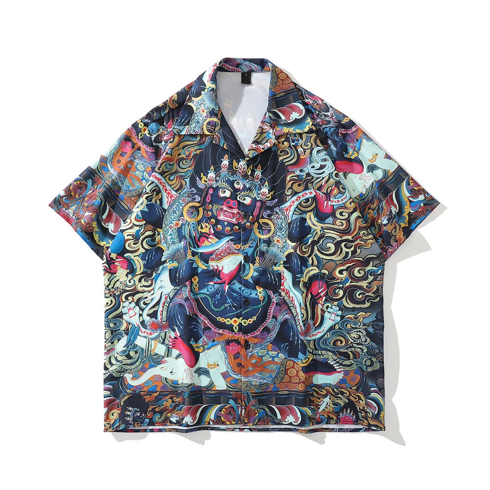 "Angel Dragon" Unisex Streetwear Graphic Button Shirt