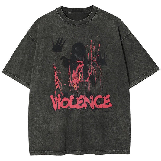 "Violence" Graphic Unisex Streetwear Vintage Women Men Y2K T-Shirt