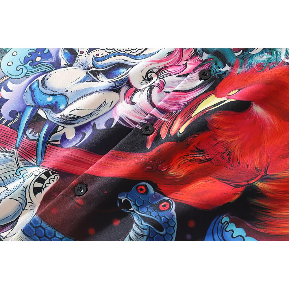 "Tropic Birds" Graphic Unisex Streetwear Vintage Women Men Y2K Button Up
