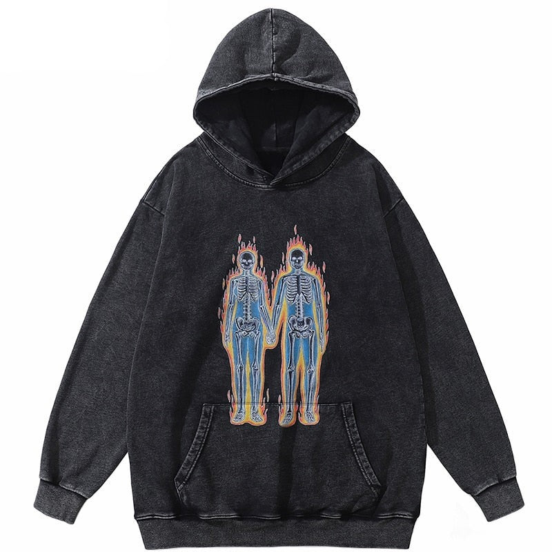 "Retro Flame" Graphic Unisex Streetwear Vintage Women Men Y2K Hoodie