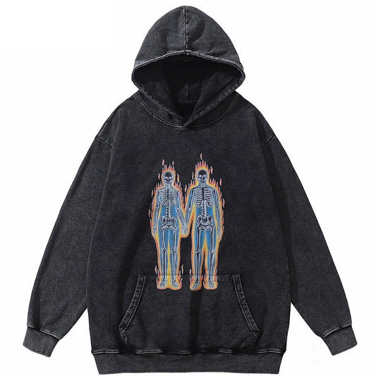 "Retro Flame" Graphic Unisex Streetwear Vintage Women Men Y2K Hoodie