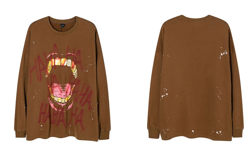 "Laughing Crazy" Graphic Unisex Streetwear Vintage Women Men Y2K Hoodie