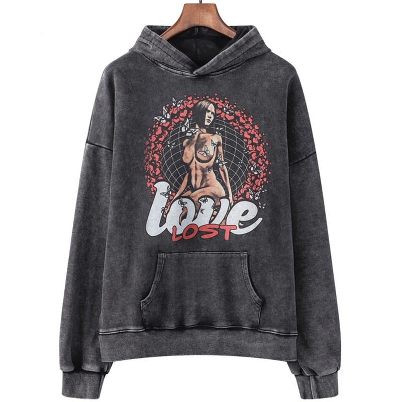 "All The Love" Graphic Unisex Streetwear Vintage Women Men Y2K Hoodie