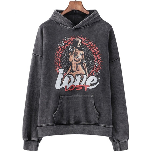 "All The Love" Graphic Unisex Streetwear Vintage Women Men Y2K Hoodie