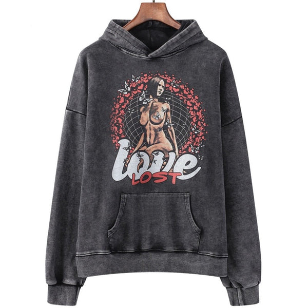 "All The Love" Graphic Unisex Streetwear Vintage Women Men Y2K Hoodie