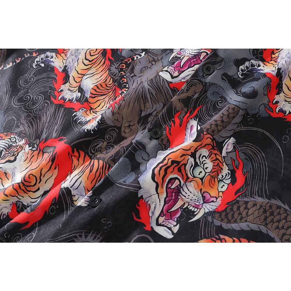 "Fury" Graphic Unisex Streetwear Women Men Y2K Button Up Shirt
