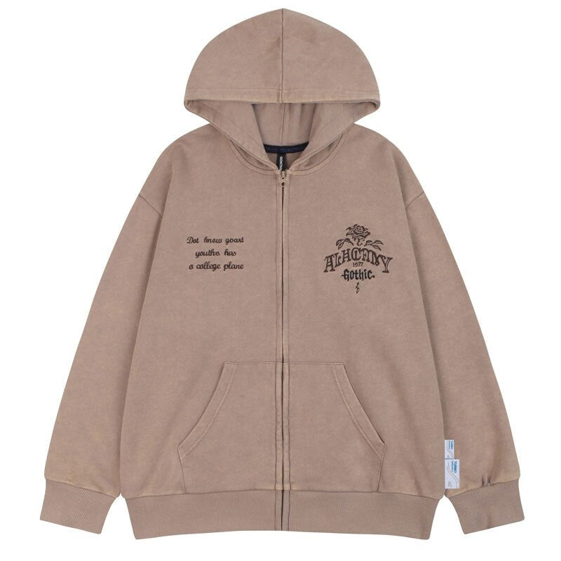 "White Rose" Graphic Unisex Streetwear Vintage Women Men Y2K Hoodie
