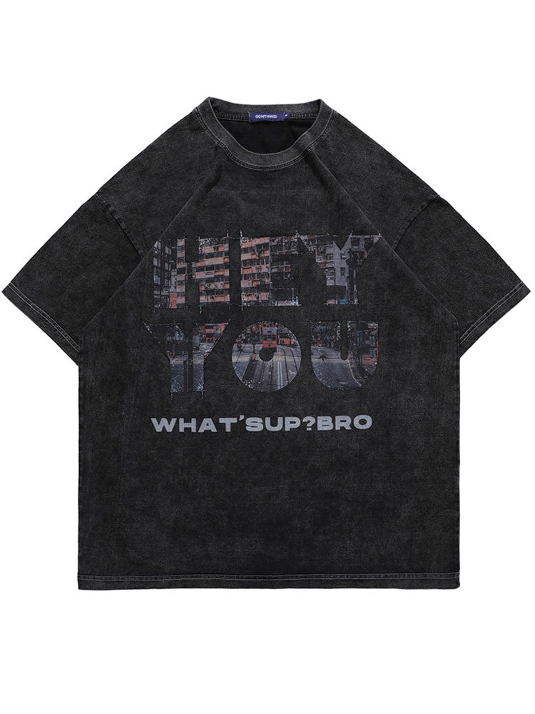 "Hey You There" Graphic Unisex Streetwear Vintage Women Men Y2K T-Shirt