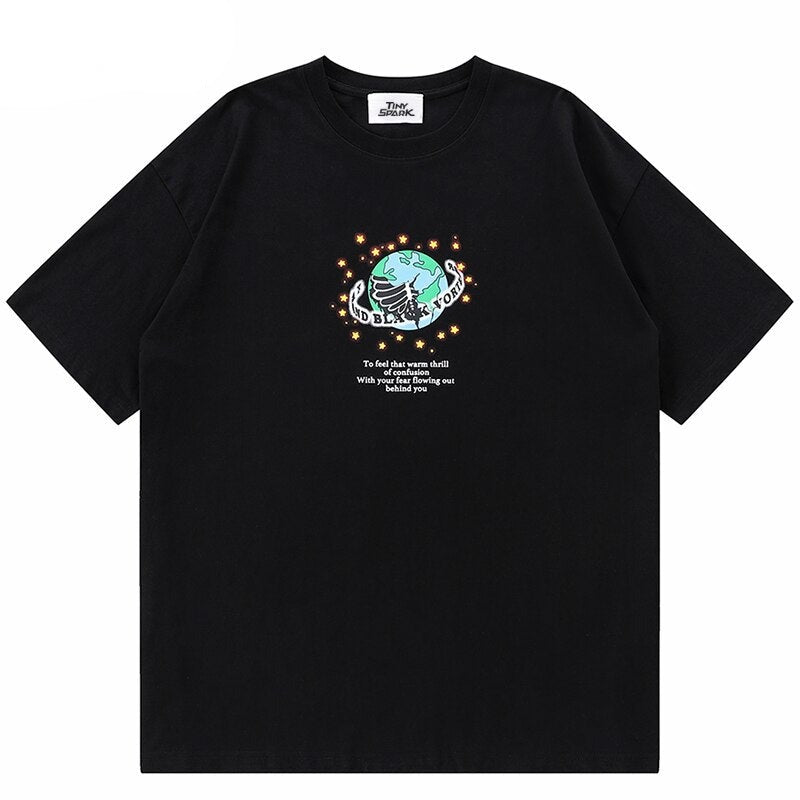 "World Globe" Graphic Unisex Streetwear Vintage Women Men Y2K T-Shirt