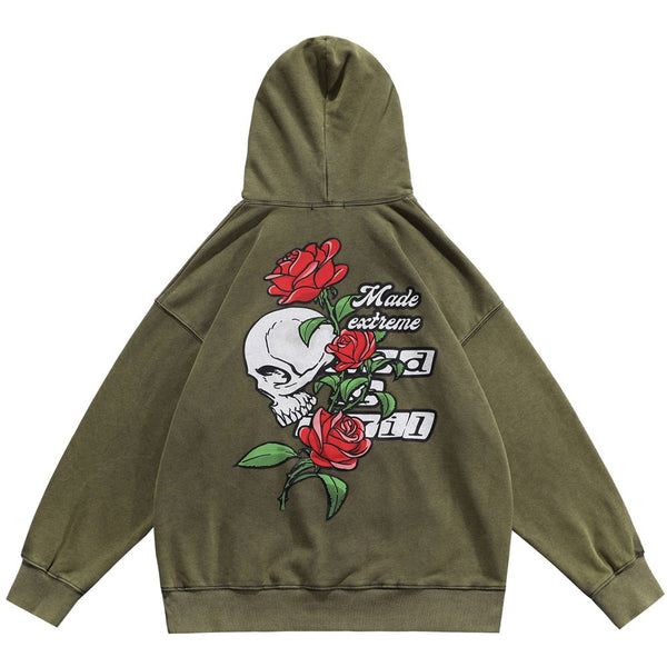 "One Rose" Graphic Unisex Streetwear Vintage Women Men Y2K Hoodie