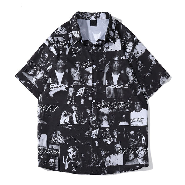 "Many Looks" Graphic Unisex Streetwear Vintage Women Men Y2K Button Shirt