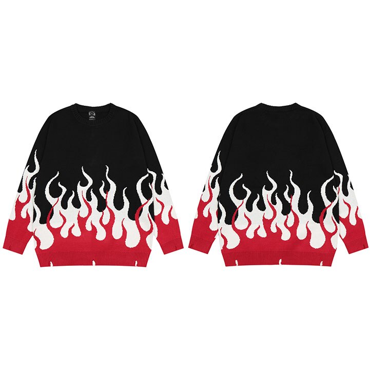 "White Flame" Unisex Men Women Streetwear Graphic Sweater