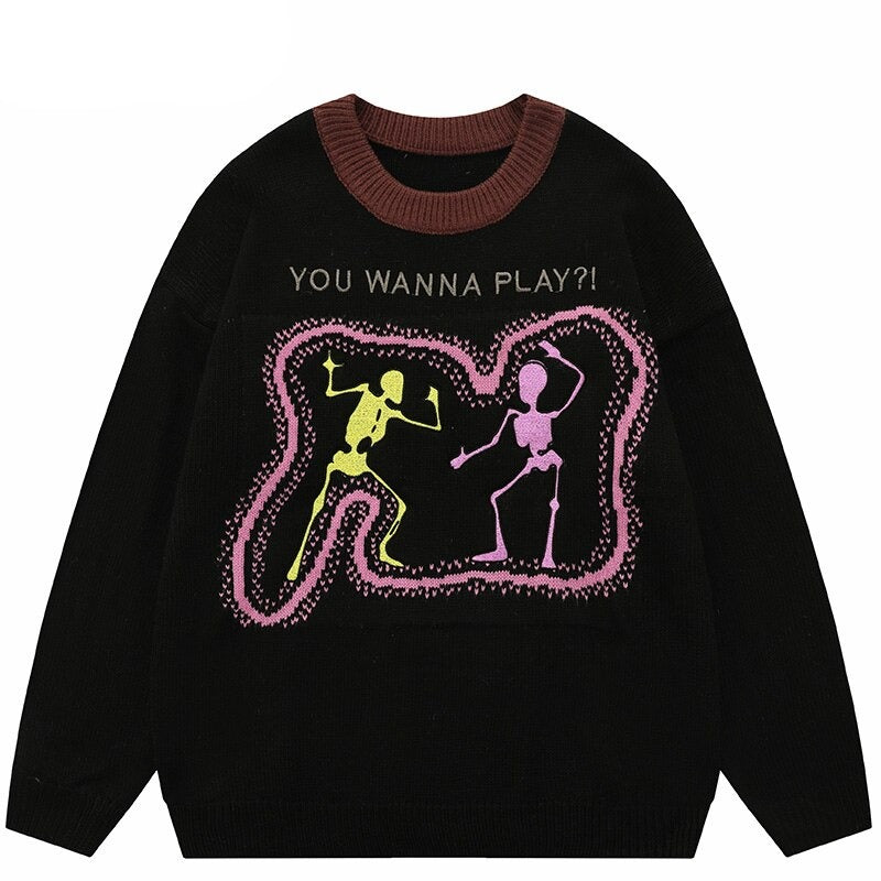 "Playground" Graphic Unisex Streetwear Vintage Women Men Y2K Sweater
