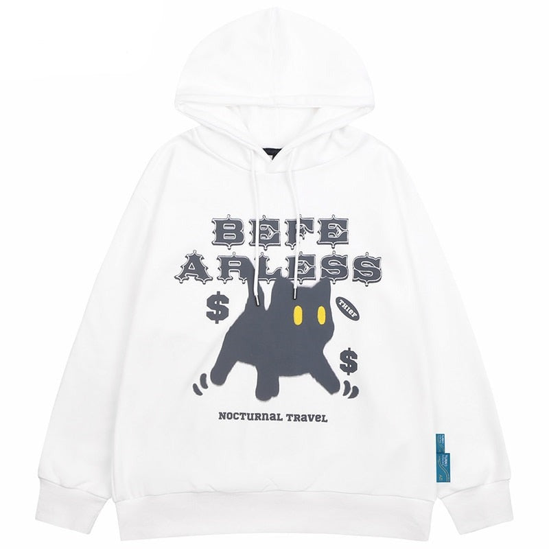 "Scared Kat" Graphic Unisex Streetwear Vintage Women Men Y2K Hoodie