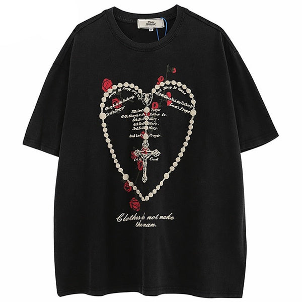 "Heart Chained" Graphic Unisex Streetwear Vintage Women Men Y2K T-Shirt