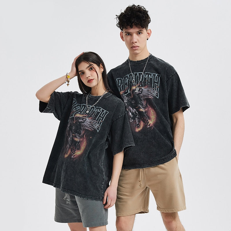 "Rebirth" Graphic Unisex Streetwear Vintage Women Men Y2K T-Shirt