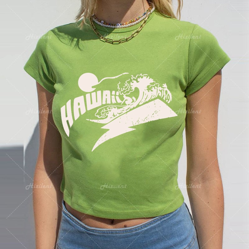 "Red Waves" Graphic Unisex Streetwear Vintage Women Men Y2K T-Shirt
