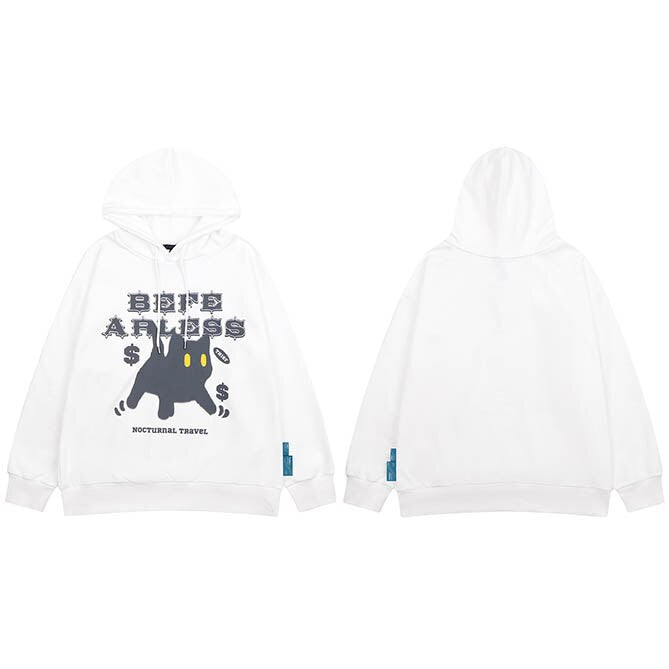 "Scared Kat" Graphic Unisex Streetwear Vintage Women Men Y2K Hoodie