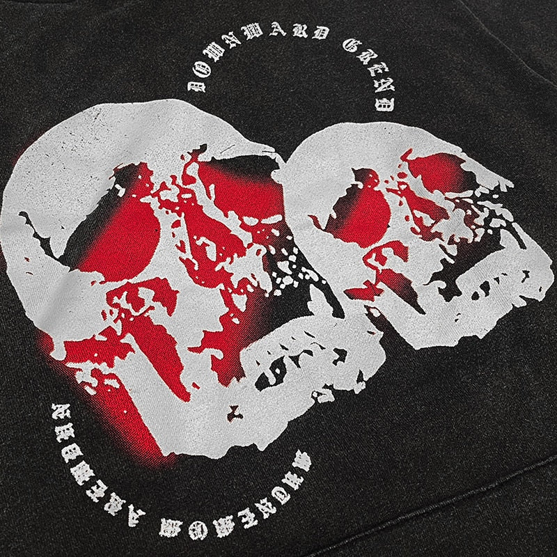 "Red Skull" Graphic Unisex Streetwear Vintage Women Men Y2K Hoodie