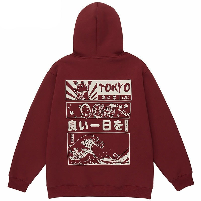 "Tokyo Wave" Graphic Unisex Streetwear Vintage Women Men Y2K Hoodie