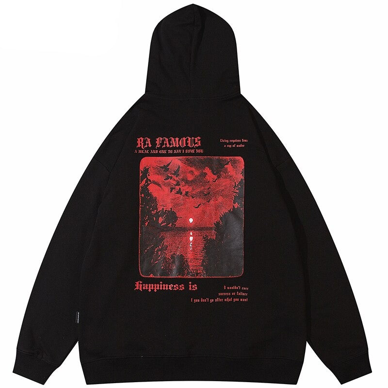 "Red Clouds" Graphic Unisex Streetwear Vintage Women Men Y2K Hoodie