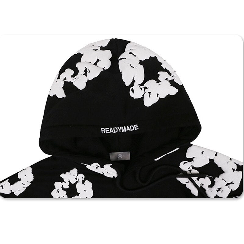 "White Flower" Graphic Unisex Streetwear Vintage Women Men Y2K Hoodie