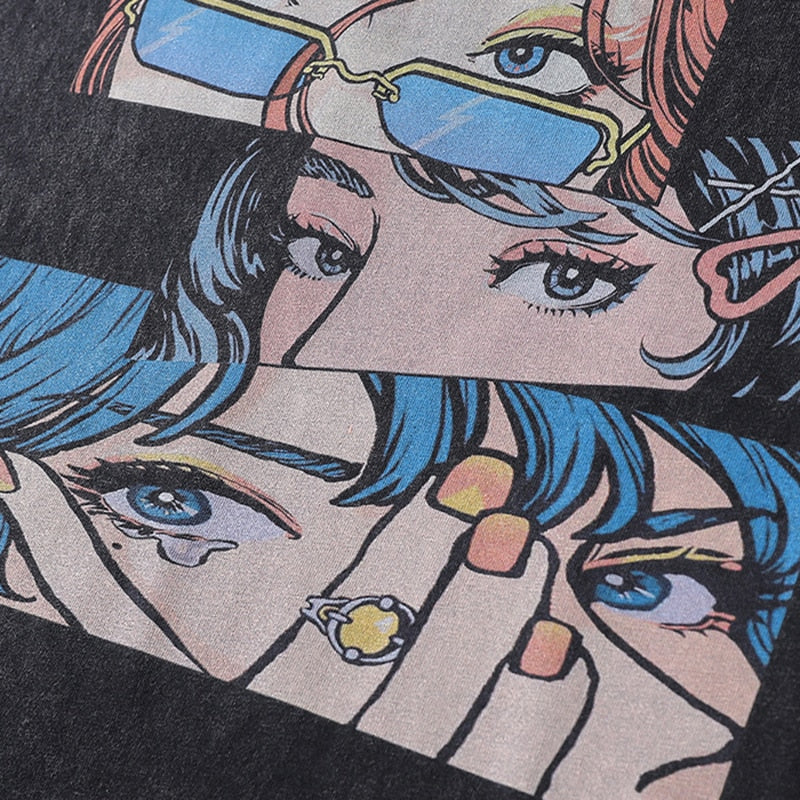 "Glares" Graphic Unisex Streetwear Women Men Y2K T-Shirt