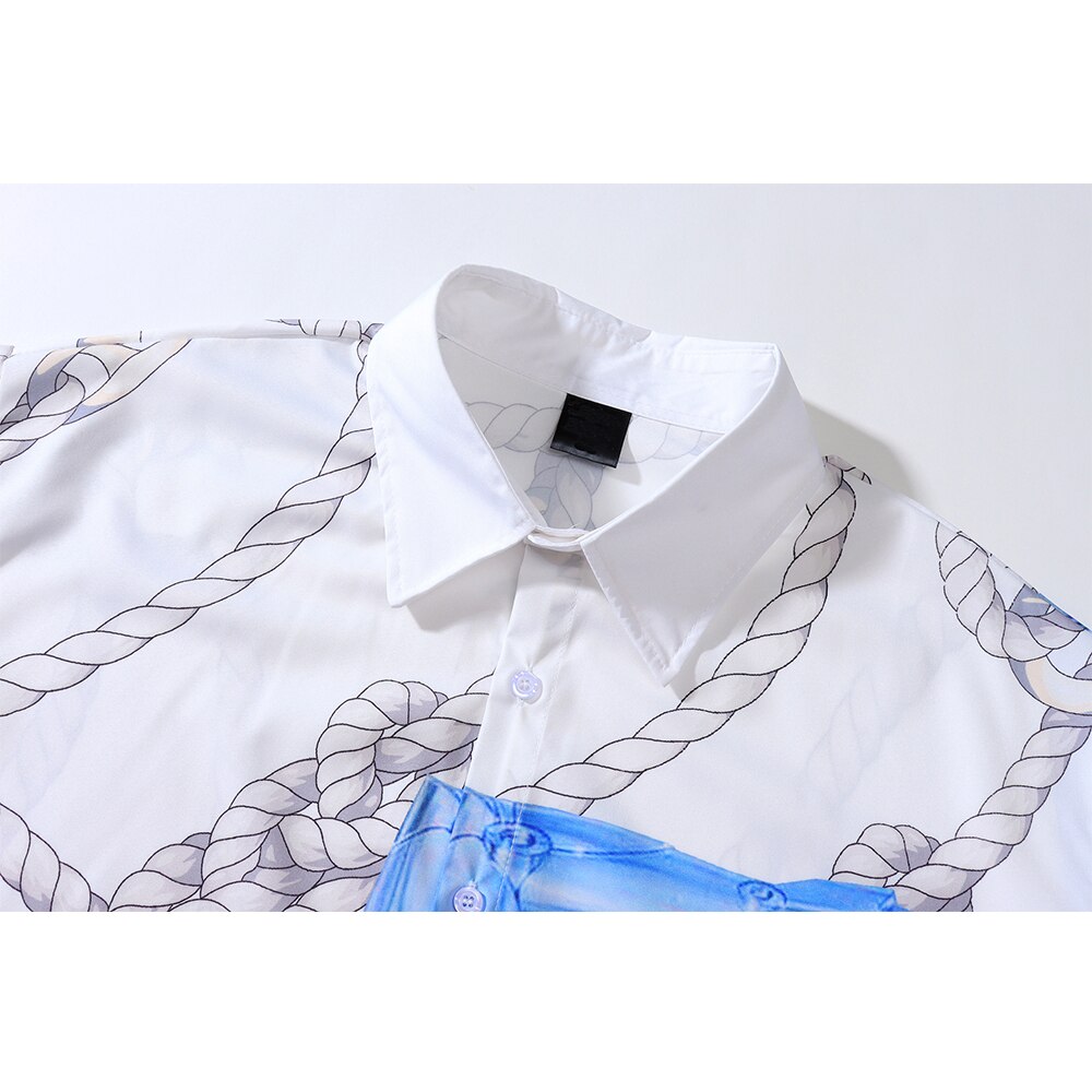 "Blue Queen" Unisex Men Women Streetwear Button Shirt