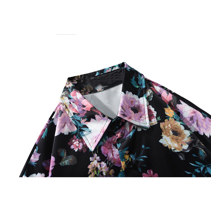 "Retro Rose" Graphic Unisex Streetwear Vintage Women Men Y2K Button Shirt