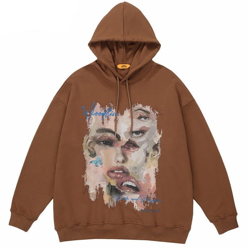 "Broken Face" Unisex Men Women Streetwear Graphic Hoodie