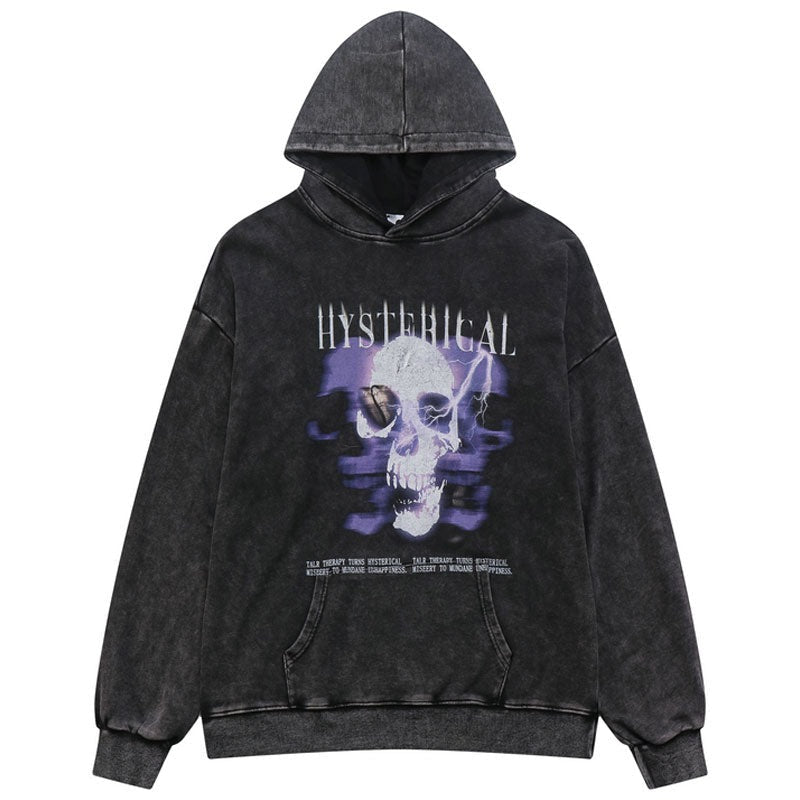 "Purple Skeleton" Graphic Unisex Streetwear Vintage Women Men Y2K Hoodie