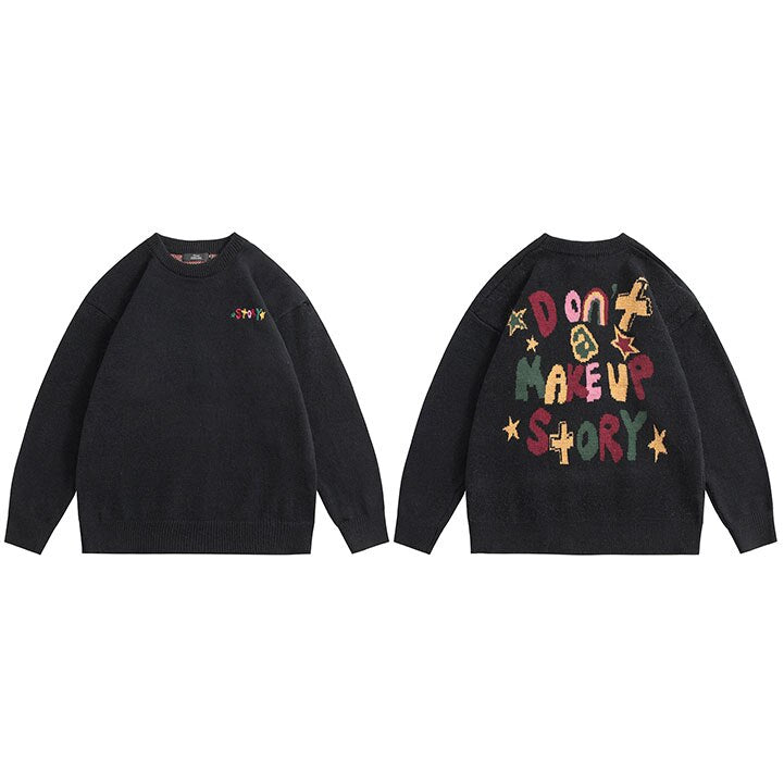 "Make Up Tales" Graphic Unisex Streetwear Vintage Women Men Y2K Sweater