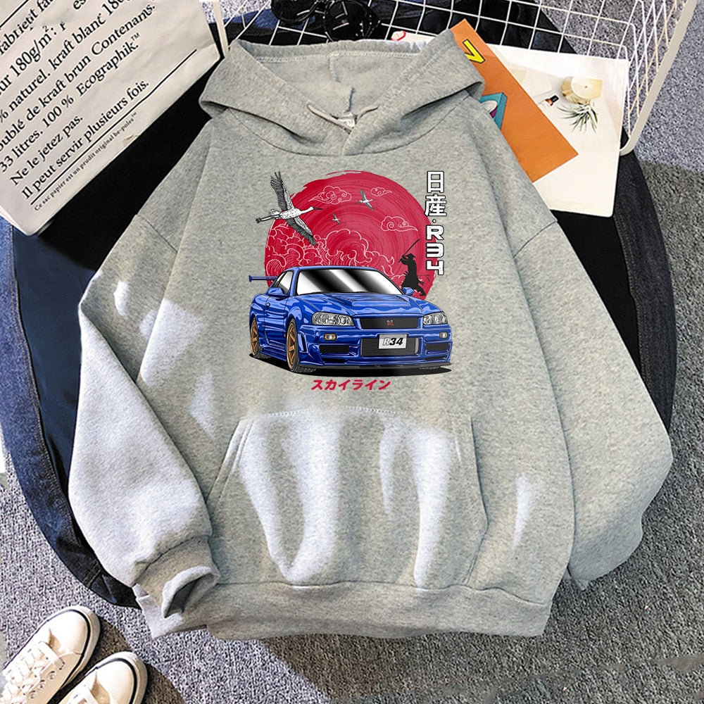 "R34" Graphic Unisex Streetwear Vintage Women Men Y2K Hoodie