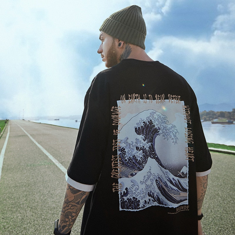 "Ocean Waves" Graphic Unisex Streetwear Vintage Women Men Y2K T-Shirt