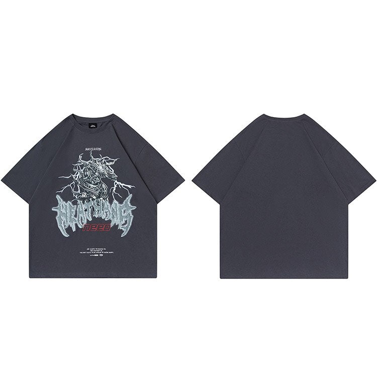 "Grey Dragon" Graphic Unisex Streetwear Women Men Y2K T-Shirt