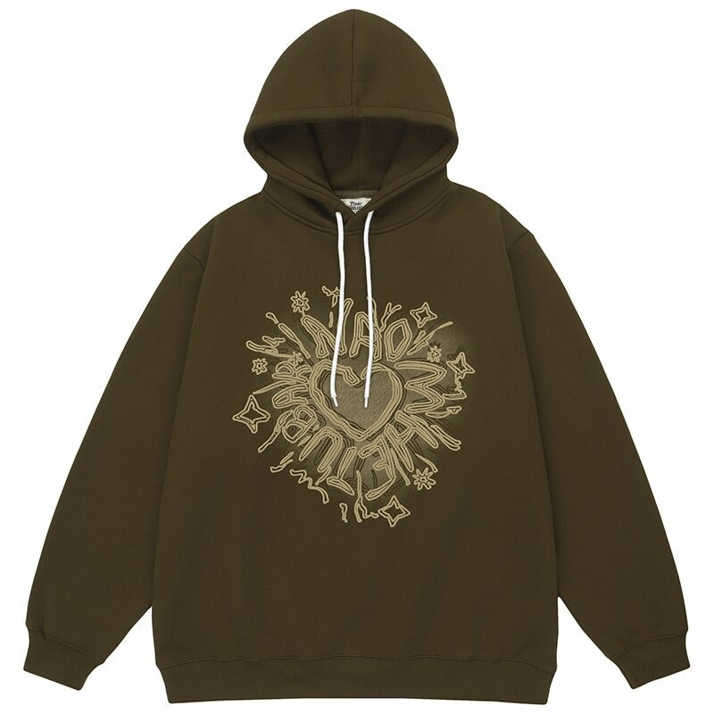 "Crossed Hearts" Unisex Men Women Streetwear Graphic Hoodie
