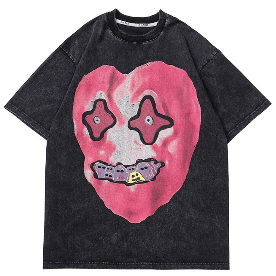 "Pink Smile" Graphic Unisex Streetwear Vintage Women Men Y2K T-Shirt