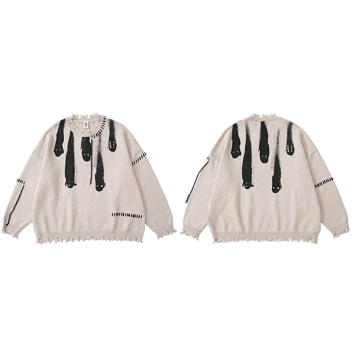 "Beige Ghost" Unisex Men Women Streetwear Graphic Sweater