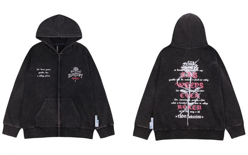 "White Rose" Graphic Unisex Streetwear Vintage Women Men Y2K Hoodie