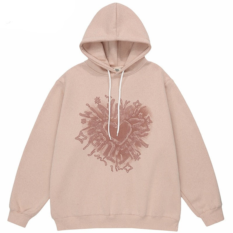 "Crossed Hearts" Unisex Men Women Streetwear Graphic Hoodie