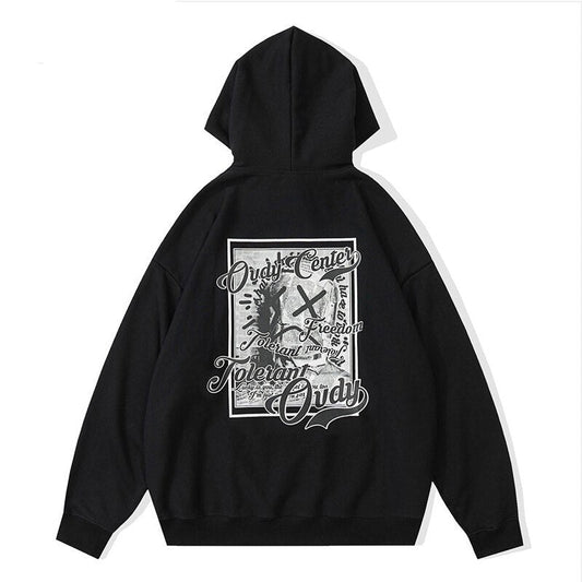 "Over Worked" Graphic Unisex Streetwear Vintage Women Men Y2K Hoodie