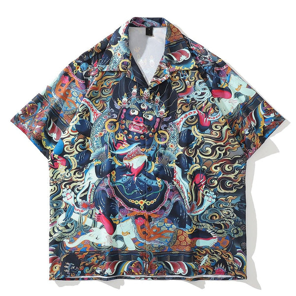 "Angel Dragon" Unisex Streetwear Graphic Button Shirt