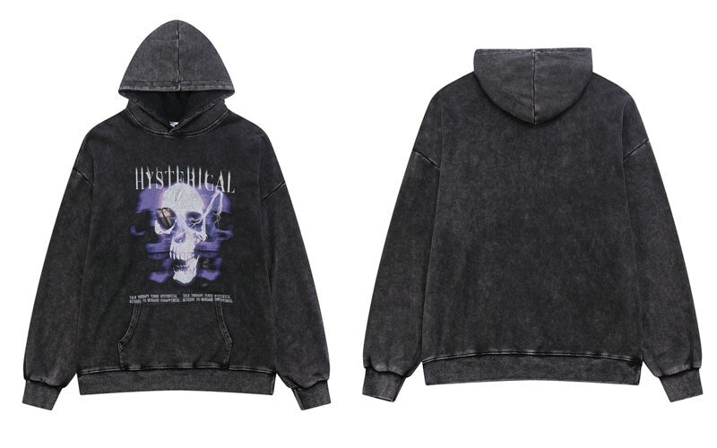 "Purple Skeleton" Graphic Unisex Streetwear Vintage Women Men Y2K Hoodie