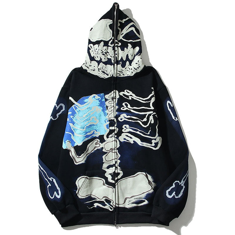 "Blue Bones" Unisex Men Women Streetwear Graphic Hoodie