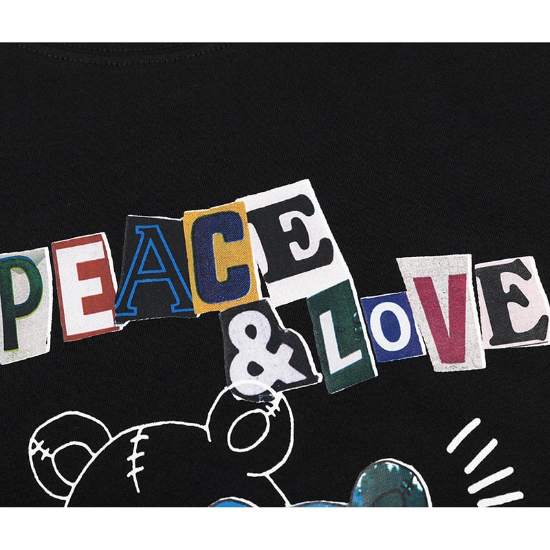 "Peace and Love" Graphic Unisex Streetwear Vintage Women Men Y2K T-Shirt